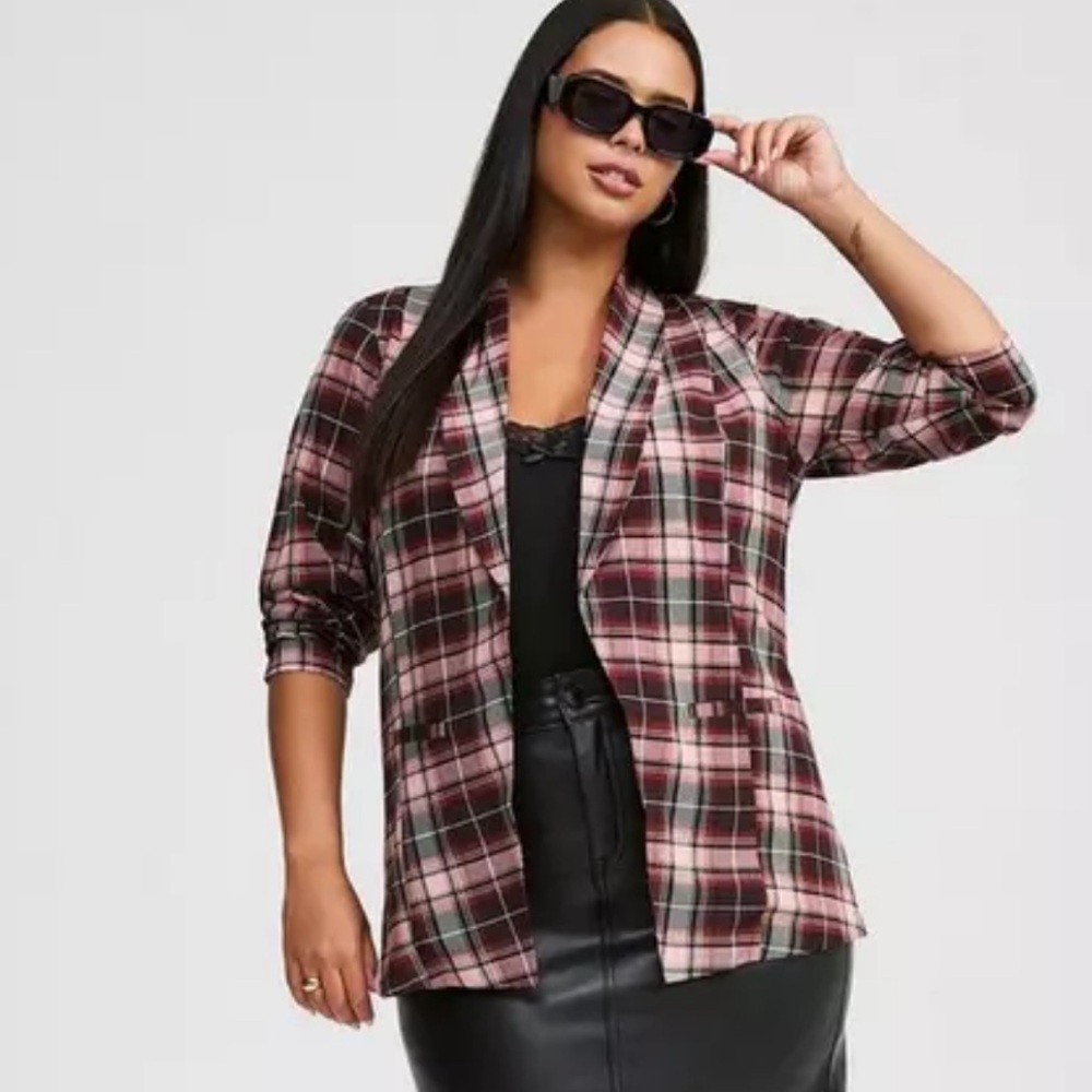 Parker Studio Crepe Blazer - Plaid